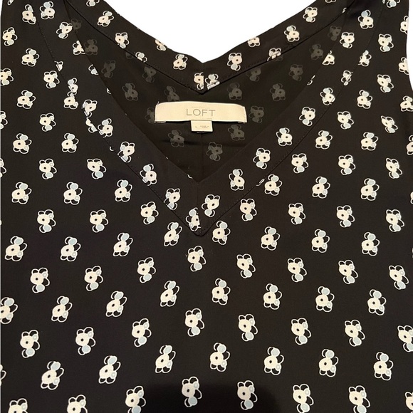 LOFT Black Patterned V Neck Sleeveless Dress NWOT - Picture 3 of 4